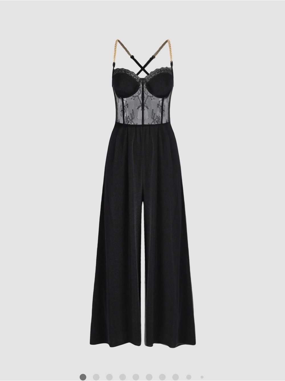 Cider Black Wide Leg Jumpsuit with Lace Bust